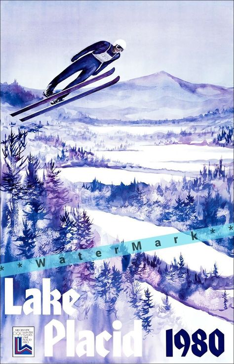 Lake Placid Winter, Lake Placid Olympics, Olympic Gold Medals, Art Print Display, Winter Games, Lake Placid, Summer Olympics, Winter Olympics, Vintage Poster