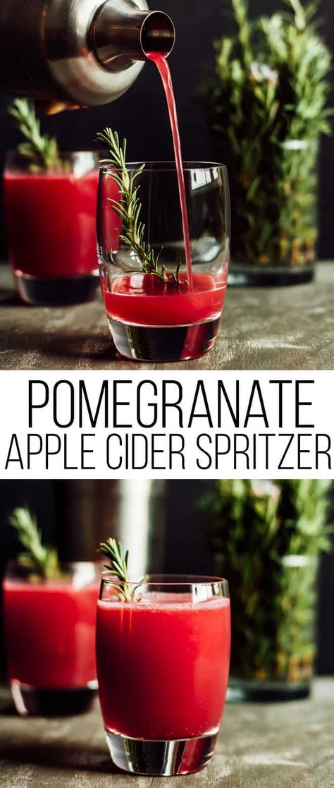 Christmas Apple Cider, Cider Drink Recipes, Spritzer Drink, Pomegranate Cocktail Recipes, Cider Martini, Healthy Nibbles, Pomegranate Drinks, Pomegranate Vodka, Easy Party Drinks