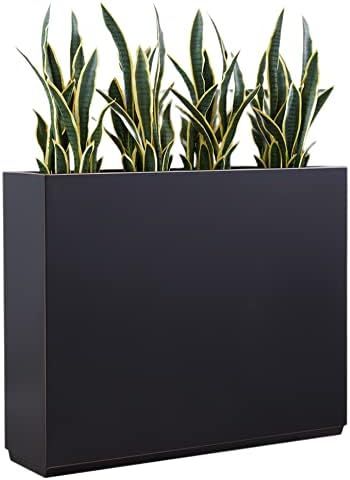 Tall Planter Boxes, Indoor Planter Box, Metal Divider, Rectangular Planter Box, Metal Planter Boxes, Black Planters, Divider Design, Rectangular Planters, Plant Box