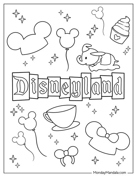 20 Disneyland Coloring Pages (Free PDF Printables) Simple Disney Coloring Pages, Disney Symbols Drawing, Disney Birthday Coloring Pages, Disneyland Suprise Ideas, Disney Tracing Worksheets, Disney Free Printable Coloring Pages, Disneyland Coloring Pages, Disney Day Kindergarten, Disneyland Tickets Printable Free