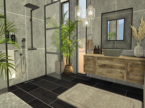 The Sims Resource - Acrea Bathroom Sims4 Cc Furniture Bathroom, Decorated Bathroom, Modern Organic Decor, Sims Furniture, Mediterranean Bathroom, The Sims 4 Lots, Furniture Cc, Luxe Bathroom, Sims 4 Kitchen