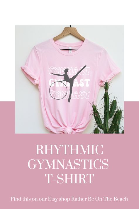 "Rhythmic Gymnastics Pink T-Shirt" Hoop Routine Silhoutte Pose Rhythmic Gymnast, Rhythmic Gymnastics, Gymnast, High Quality T Shirts, Gift Stickers, Gymnastics, The Top, Gender Neutral, Graphic Tees