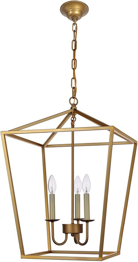 Foyer Lantern Pendant Light Fixture, Dst Gold Iron Cage Chandelier Industrial Led Ceiling Lighting, Size: D17'' H25'' Chain 45'' - - Amazon.com Foyer Lantern, Lightning Fixture, Lantern Light Fixture, Chandelier Industrial, Cage Chandelier, Gold Lanterns, Lantern Pendant Lighting, Cage Pendant Light, Gallery Lighting