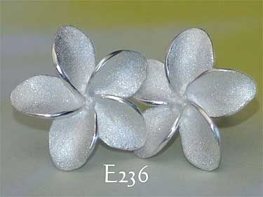 Sterling silver Plumeria (frangipani) stud earrings with extra white sanded finish. Post back with spring butterfly clips. Matching pendants also available.     Measurements: 12mm diameter. Matching Pendants, Spring Butterfly, Real Pearl Earrings, Hawaiian Plumeria, Beach Clothes, Hawaiian Jewelry, Jewelry Catalog, Butterfly Clips, Fancy Jewellery