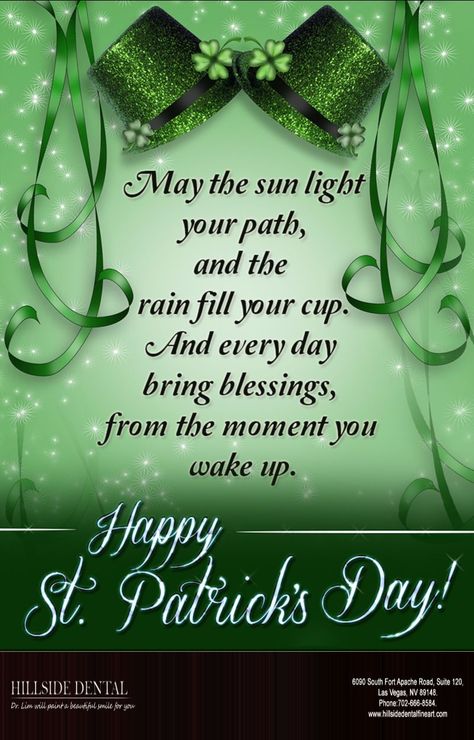 Wishing you the luck of the Irish this St. Patrick’s Day and the whole year through. #Dentistlasvegas #StPatrickDay #WithHillsideDental Irish Blessing Quotes, St Patricks Day Pictures, Congratulations Quotes, Happy St Patty's Day, St Patricks Day Quotes, Easter Greetings Messages, Irish Quotes, Blessed Quotes, Irish Blessing