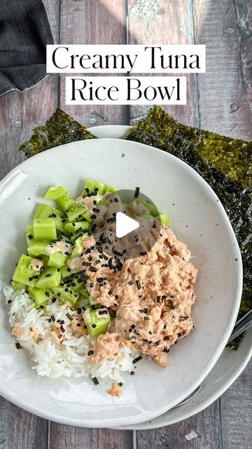 114K views · 5.3K likes | Andrea West | Nashville Made on Instagram: "Creamy tuna rice bowls? Yes, please!  Measure with your heart: - mayonnaise (two heaping tablespoons) - rice wine vinegar (one teaspoon) - low sodium soy sauce (one teaspoon) - sesame oil (one-half teaspoon) - sriracha (one teaspoon) - dash of furikaki  Add a can of tuna, mx, taste, and adjust the seasoning.  Serve with cooked rice, diced cucumber, scoop into seaweed sheets, and enjoy!  #ricebowl #tunabowl #creamytuna #easyrecipe #summerfoods #cucumberrecipes #seaweed" Tuna Rice Bowl, Tuna Bowl, Tuna Rice, Cucumber Recipes, Cooked Rice, Low Sodium Soy Sauce, Rice Wine Vinegar, Rice Wine, One Teaspoon