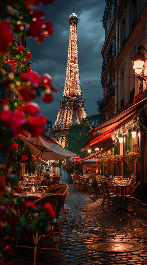 Springtime in Paris is magical! Enjoy an unforgettable evening near the Eiffel Tower, surrounded by blooming flowers, glowing lights, and timeless romance. 🌸✨#ParisNights #EiffelTowerViews #RomanticParis #SpringInParis #ParisPhotography #CityofLove #RomanticAtmosphere #StreetCafe #HighResolution Paris Eiffel Tower Aesthetic Night, Cities At Night Wallpaper, Spring In Paris Aesthetic, Romantic Paris Aesthetic, Eifell Tower Pictures, Flowers Glowing, Paris Travel Aesthetic, Aesthetic Eiffel Tower, Paris Aesthetic Wallpaper