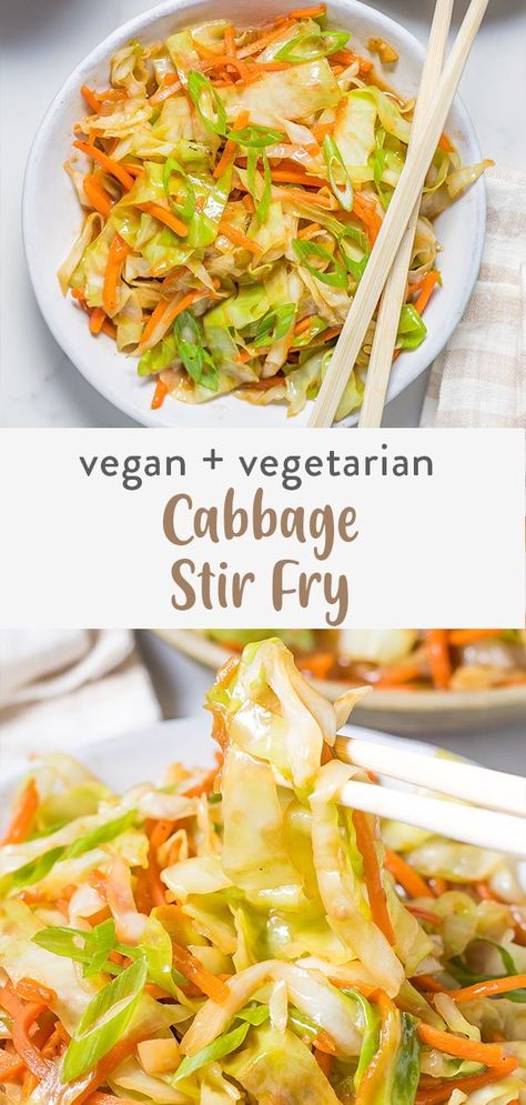 Cabbage stir fry is a great vegetarian, vegan dish that is Chinese inspired. This healthy recipe can be eaten as or on top of rice or ramen noodles. Stir Fried Cabbage Recipes, Quick Fish Recipes, Napa Cabbage Recipes, Fried Cabbage Recipes, Vegetarian Stir Fry, Egg Rice, Steamed Cabbage, Cabbage Stir Fry, Quick Healthy Lunch