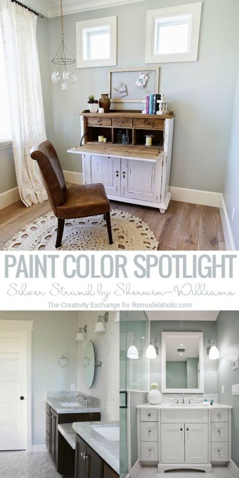 Color Spotlight: Silver Strand by Sherwin-Williams – Remodelaholic Light Grey Paint Colors, Interior Paint Colors Schemes, Light Gray Paint, Silver Strand, Gray Paint, Sherwin Williams Paint Colors, Grey Paint Colors, Best Paint Colors, Purple Home