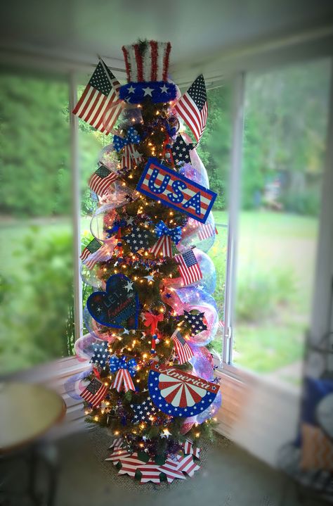 Memorial Day Tree, 4th of July Tree, Patriotic Tree, USA! Summer Christmas Tree Decorations, Summer Theme Christmas Tree, Labor Day Decor, 4th Of July Christmas Tree, 4th Of July Tree Decorations, America Theme Christmas Tree, Fourth Of July Christmas Tree, Patriotic Tree Decorations, Memorial Day Tree