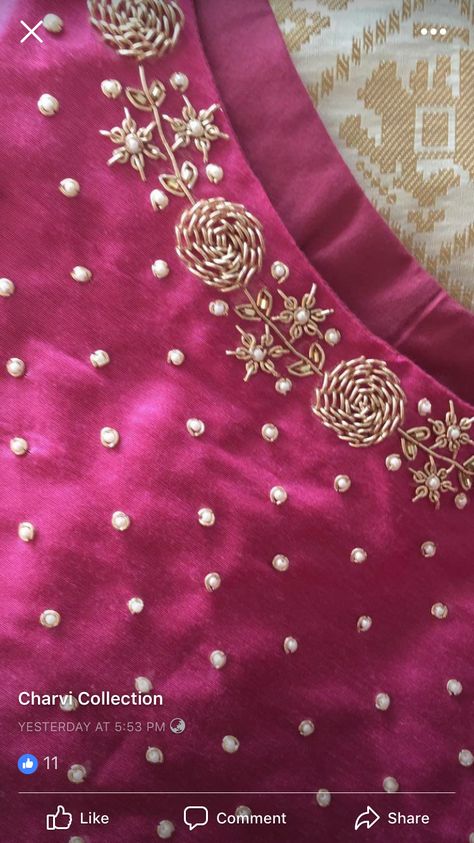 Hand Work Lengha Design, Neck Hand Work Designs For Kurtis, Katdana Work Designs, Jardoshi Work Design Kurti, Handwork Chaniyacholi, Jardoshi Work Design Blouse, Jardoshi Work Design, Art Inspiration Ideas, Hand Embroidery Dress