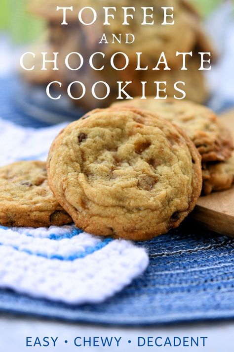 Cookie Recipes With Toffee Bits, Chocolate Chip Heath Cookies, English Toffee Cookies Recipes, Chocolate Chip And Toffee Cookies, Heath Candy Cookies, Heath Chocolate Chip Cookies Toffee Bits, Heath Chip Cookies, Dessert With Toffee Bits, Cho Chip Cookies