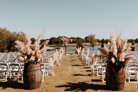 Millie + Zack | WEDDING - westernweddingmagazine.com Cowhide Walkway Wedding, Isle Decorations Wedding Outdoor Rustic, Country Western Wedding Table Decor, Boho Western Wedding Aisle Decor, Western Wedding Ceremony Decorations, Western Wedding Entrance, Wedding Ideas Field, Cowgirl Wedding Decorations, Western Wedding Isles