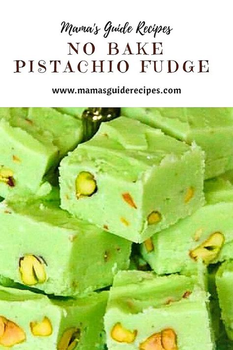 NO BAKE PISTACHIO FUDGE Pistachio Fudge Recipe, Pistachio Fudge, Pistachio Dessert, Homemade Fudge Recipes, Pistachio Recipes, Sweet Bites, Fudge Recipes Easy, Coconut Desserts, Food Trip