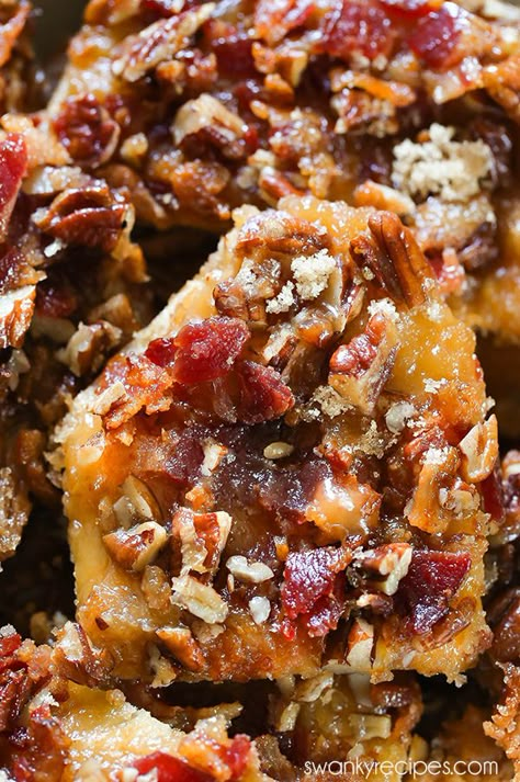 Bacon Up Recipes, Maple Bacon Bars, Bacon Ends Recipes Meals, Recipes Using Bacon Bits, Maple Bacon Butter, Crumbled Bacon Recipes, Bacon Ends Recipes, Baking With Bacon, Maple Bacon Crackers