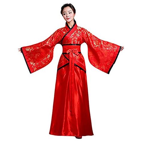 Xinvivion Chinese Hanfu - Ancient Traditional Tang Suit Fairy Skirt Costume Stage Performance Dress for Women Red Skirt Costume, Hanfu Traditional, Fairy Skirt, Tang Suit, Hanfu Dress, Chinese Hanfu, Performance Dresses, Uk Clothing, Stage Performance