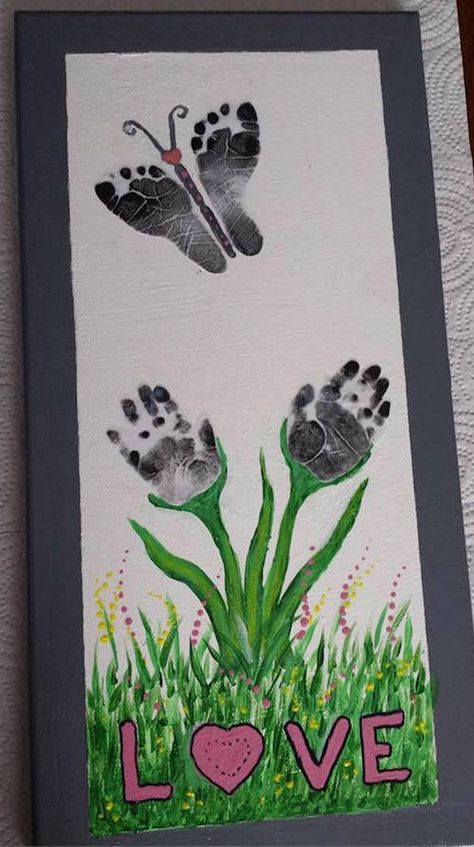 Use little hands and feet to create this cute work of art. Adorable! Hand Print Art, Footprint Crafts, Hand Prints, Footprint Art, Handprint Crafts, Handprint Art, Toddler Art, Childrens Crafts, Mothers Day Crafts