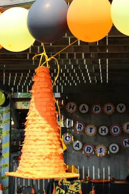 construction cone piñata Construction Party Games, Construction Theme Birthday Party, Diy Mommy, Construction Theme Party, Construction Birthday Party, Construction Birthday Parties, Trucks Birthday Party, Construction Theme, Construction Party