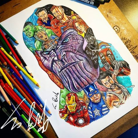 Avengers Infinity War Thanos by Sam Brunell Marvel Drawing Ideas, Silhouettes Disney, Movie Drawings, Avengers Painting, Marvel Art Drawings, Avengers Drawings, Marvel Paintings, Avengers Art, Marvel Drawings