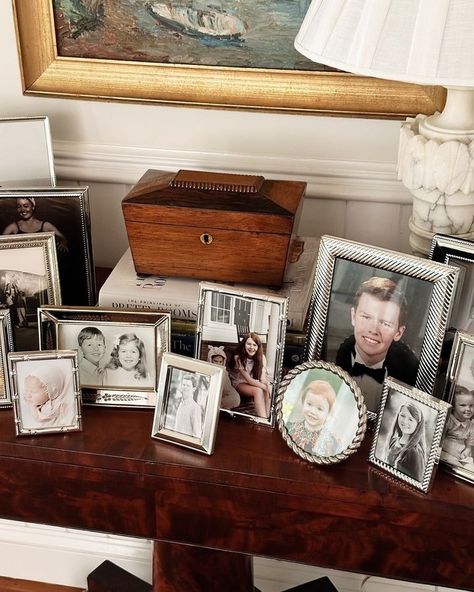 All Posts • Instagram Frames On Table Display, Photo Frame Display Ideas Table, Framed Photos On Table, Layered Photos On Shelf, Photo Frames On Table, Framed Family Photos, Trying To Be Better, Mantle Styling, Picture Frame Table