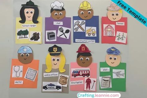 Community Jobs Preschool, Community Workers Crafts Preschool, Community Helpers Arts And Crafts, Community Helpers Preschool Crafts Free, Free Community Helpers Printables, Community Helpers Crafts For Preschool, Community Helper Crafts For Preschoolers, Community Helpers Preschool Art, Community Helpers Project