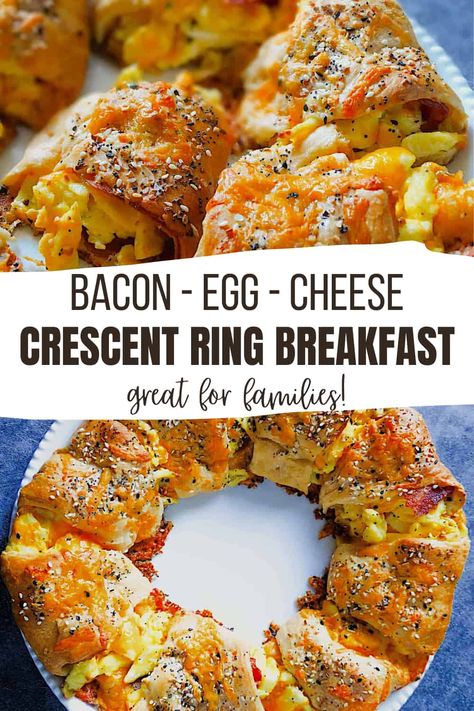 Cresent Roll Breakfast, Breakfast Crescent Ring, Breakfast Crescent, Breakfast Ring, Crescent Breakfast, Crescent Roll Breakfast Recipes, Graduation Brunch, Brunch Party Recipes, Croissant Ring