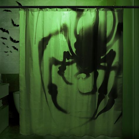 PRICES MAY VARY. PACKAGE INCLUDE: MelonBoat super large spooky spider shower curtain for Halloween bath decorations. Prepare to be frightened by spider silhouette every time you step into the shower. PERFECT SIZE: Creepy spooky shower curtain measures 72 x 72 inches. Large and appropriate size suitable for your unique bathroom. Create a creepy atmosphere this Halloween. PREMIUM QUALITY: This horror spider shower curtain is made of premium polyester. Waterproof and durable, the fabric's tight wea Scary Bathroom Decor, Themed Bathrooms For Adults, Whimsical Gothic Decor Bathroom, Horror Decorations Party, Halloween Decor Inside House, Affordable Halloween Decorations, Cheap Halloween Party Decorations Indoor, Spooky Bathroom Ideas, Spooky Lampshade