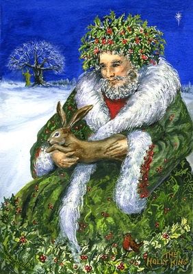 Father Christmas was originally green! The Holly King, Holly King, Green Santa, Santa Claus Is Coming To Town, Christmas Holly, Winter Solstice, Father Christmas, Christmas Images, Vintage Santas