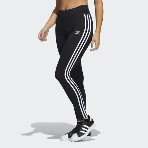 Adidas Tights, Bold Shoes, Adidas Adicolor, Outfits To Buy, Stylish Leggings, Striped Tights, Yoga Outfits, Adidas Leggings, Casual Bottoms