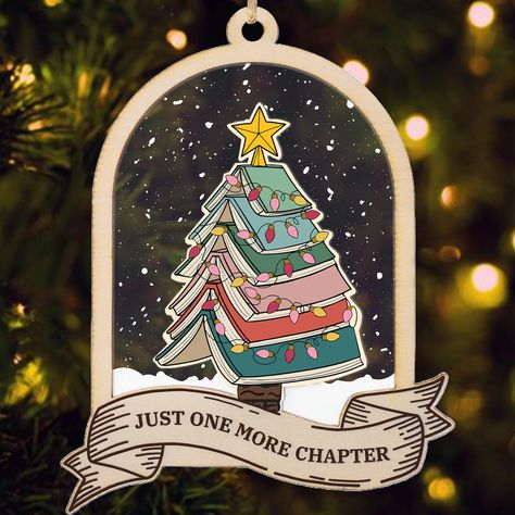 PRICES MAY VARY. BOOK STACK ORNAMENTS FOR CHRISTMAS TREE: This Just One More Chapter Book Ornament 2024 is sure to keep your book lovers in the mood for happiness throughout the entire holiday season. This will be a lovely addition to any bookshelf holiday tree or Christmas stocking stuff BOOK STACK ORNAMENTS FOR CHRISTMAS TREE: This Book Ornament is sure to keep your book lovers in the mood for happiness throughout the entire holiday season. This will be a lovely addition to any bookshelf holid Christmas Book Art, Nerdy Ornaments, Book Christmas Ornaments, Merry Bookmas, Book Art Christmas, Book Club Ideas, Book Ornaments, Book Club Gifts, Book Ornament