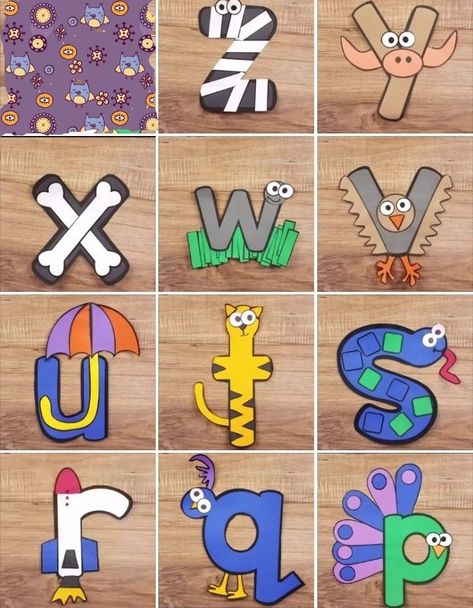 Creative Lettering Alphabet, Preschool Letter Crafts, Alphabet Activities Kindergarten, Alphabet Crafts Preschool, Abc Crafts, Alphabet Drawing, Alphabet Letter Crafts, Letter Crafts, Kids Worksheets Preschool