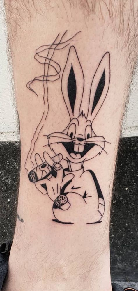 Tattoo Logo Design, Black White Tattoo, Tattoo Logo, Prison Tattoos, Black White Tattoos, Money Tattoo, Bunny Tattoos, Lola Bunny, Cartoon Character Tattoos