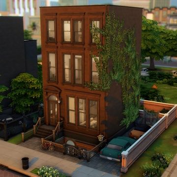 Sims 4 Brownstone, Fraternity House, The Sims 4 Lots, Sims 4 Bedroom, Sims 4 House Design, Casas The Sims 4, Sims Building, Sims House Plans, Sims House Design