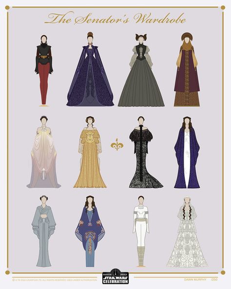 Star Wars Celebration Anaheim 2022 Art Show Revealed | StarWars.com Padme Costume, Star Wars Print, Star Wars Dress, Star Wars Padme, Queen Amidala, Anakin And Padme, Han And Leia, Star Wars Prints, Star Wars Fashion