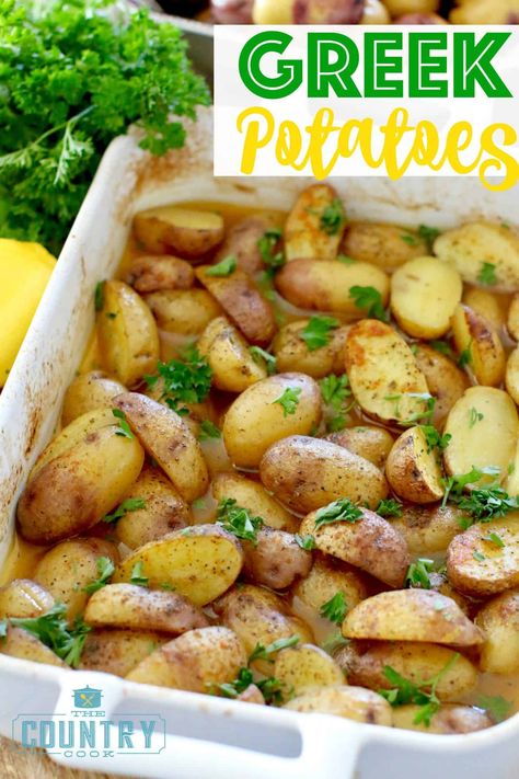 Fingerling Potato Recipe, Greek Potatoes Recipe, Greek Goodness, Cultural Dishes, Greek Party, Cultural Foods, Cypriot Food, Recipes Vegetables, Greek Potatoes