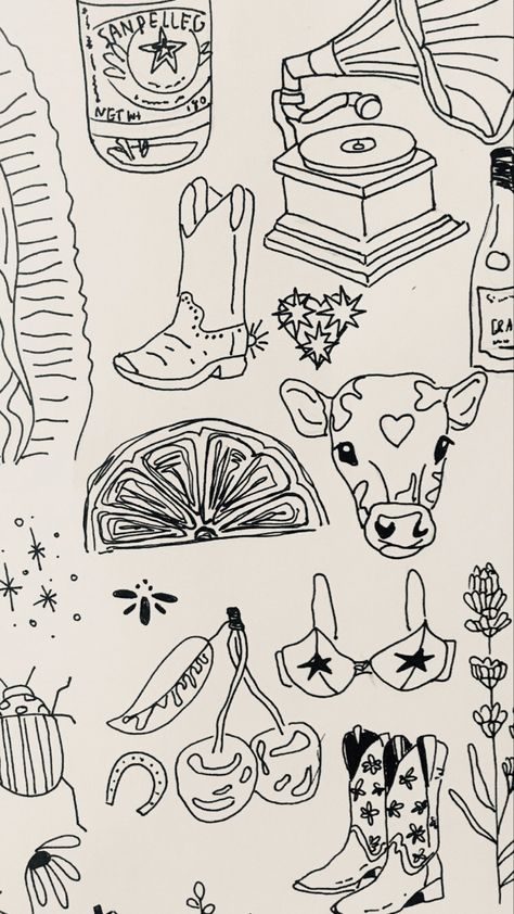 Daily Objects Drawing, Cowgirl Wallpaper, Tattoos 2024, Doodle Sketchbook, Daily Doodles, Arte Doodle, Mom Friend, Phone Aesthetic, Classy Tattoos