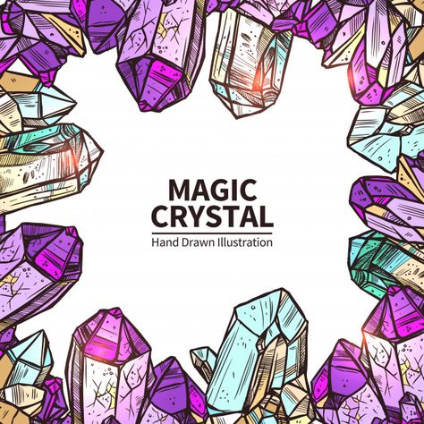 Crystals hand drawn illustration Vector | Free Download Crystals Sketch, Crystal Sketch, Crystal Illustration, Crystals Design, Doodle Journal, Crystal Background, Massage Dos, Clay Patterns, Tips To Be Happy