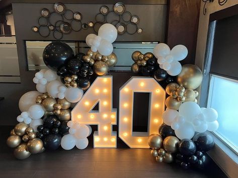 50th Birthday Balloon Marquee, 40 Balloon Arch, Birthday Numbers Balloons, 16 Marquee Numbers With Balloons, 60 Marquee Numbers With Balloons, Balloons Around Marquee Numbers, Marquee Lights With Balloons, Balloon Garland With Marquee Numbers, 40 Marquee Numbers With Balloons