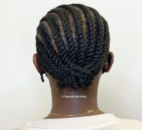 Flat Twist Low Bun Natural Hair, Flat Twist Updo Natural Hair Short, Easy Flat Twist Hairstyles, Flat Twist Updo Bun, How To Flat Twist Natural Hair, Flat Twist Low Bun, Flat Twist Cornrows, Flat Twist Bun, Twisted Low Bun