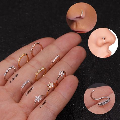 Unique Nose Rings, Nose Piercing Ring, Cute Nose Piercings, Sterling Silver Nose Rings, Nose Ring Jewelry, Nostril Ring, Tragus Ring, Diamond Nose Ring, Nose Piercing Hoop