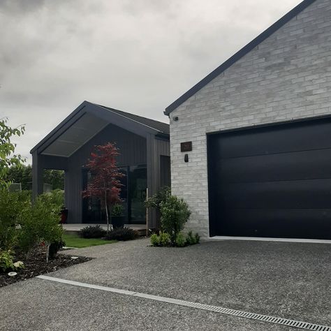 Love the pale brick and black panel exterior, driveway grey. River Road, Black Panels, Driveway, Exterior, Road, Grey, Quick Saves, Black