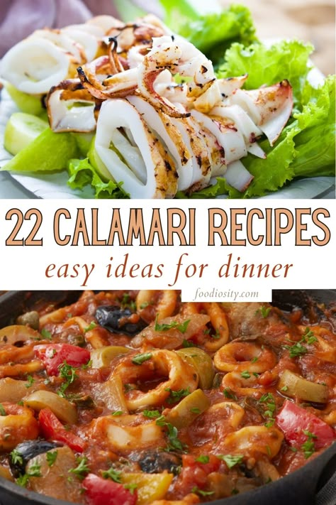 22 Calamari Recipes - Easy Ideas For Fresh & Frozen - Foodiosity Small Octopus Recipe, Cooking Calamari, Grilled Calamari, Octopus Recipes, Calamari Recipes, Squid Recipes, Canned Seafood, Ideas For Dinner, Fish Recipes Healthy