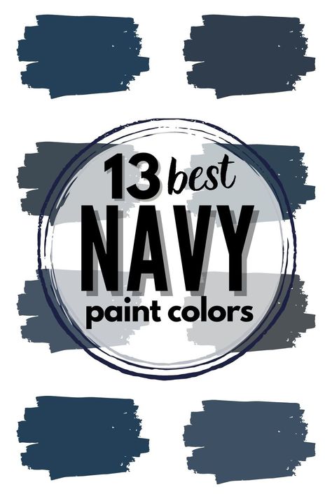 Shopping for shades of navy blue paint? Here are the the top 13 options available! #navyblue #paint #navybluepaint #sherwinwilliams #benjaminmoore #halenavy #inthenavy #naval #saltydog #bluenote #paintreview #paintstudy #paintcolor Best Navy Cabinet Paint Color, Home Depot Navy Blue Paint, Matte Navy Blue Wall Paint, Dark Blue Paint For Living Room, Best Deep Blue Paint Colors, Slate Navy Blue Paint, Benjamin Moore Navy Paint Colors, Benjamin Moore Deep Blue Paint Colors, Best Dark Blue Paint Colors Bedroom