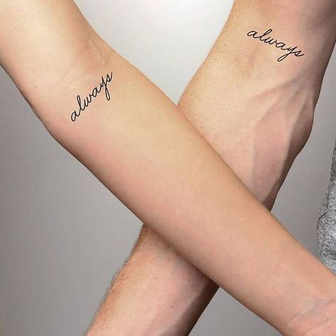 Minimalist Tattoos For His & Hers: Tattoo Ideas & Photos From Instagram | Glamour UK Minimalist Symbols, Him And Her Tattoos, Wörter Tattoos, Minimalist Tattoo Meaning, Cute Matching Tattoos, Typography Tattoo, Muster Tattoos, Couple Tattoo, Bff Tattoos