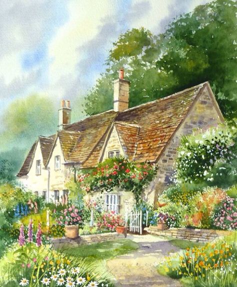 Terry Harrison Federation Interiors, Terry Harrison, Watercolor House, Cottage Painting, Watercolor Architecture, Watercolor Books, Garden Watercolor, Watercolour Inspiration, Cottage Art