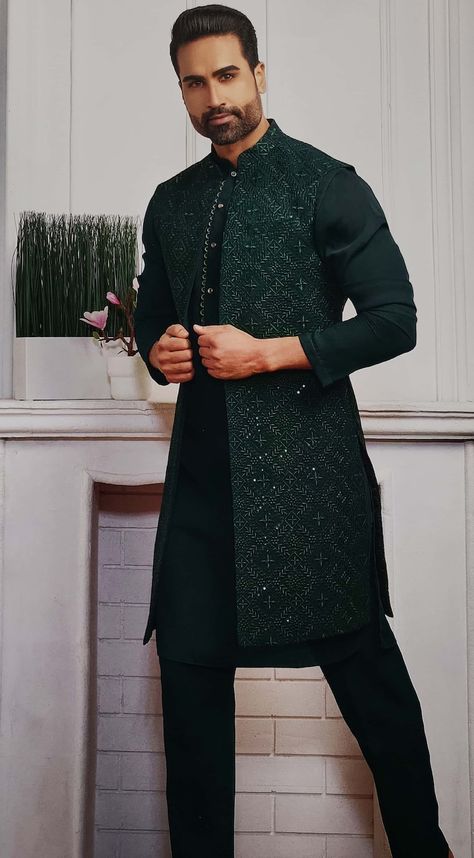 Long Nehru Jacket For Men, Nehru Coat For Men, India Wedding Dress, Indo Western Dress For Men, Churidar Pajama, Indian Wedding Suits Men, Indian Wedding Clothes For Men, Nehru Jacket For Men, Wedding Kurta