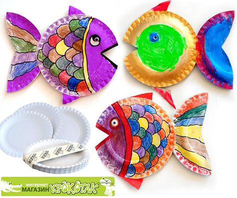 Manualidades para niños                                                                                                                                                                                 Más Paper Plate Fish, Paper Plate Art, Fish Crafts, Ocean Crafts, Paper Plate Crafts, Plate Crafts, Plate Art, Classroom Crafts, Crafts For Kids To Make