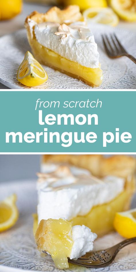 A classic for a reason, this Lemon Meringue Pie is the perfect combination of sweet and tart. A smooth lemon filling is topped with a marshmallow-like meringue in this pie that is the perfect ending for a holiday dinner. #recipe #pie #dessert #lemon Easy Lemon Meringue Pie Recipe, Meringue Pie Topping, Easy Lemon Meringue Pie, Easy Lemon Meringue, Lemon Meringue Pie Easy, Best Lemon Meringue Pie, Lemon Meringue Pie Recipe, Lemon Meringue Cheesecake, Meringue Pie Recipes