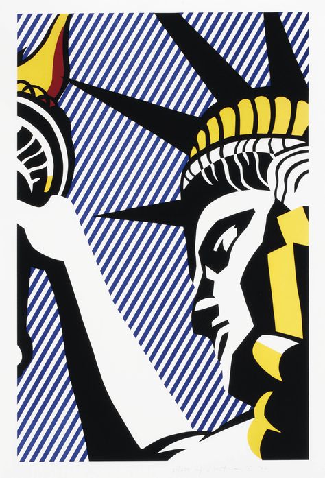 ROY LICHTENSTEIN | I Love Liberty (C. 192) | Prints & Multiples | Christie's Pop Art Roy Lichtenstein, Roy Lichtenstein Art, Roy Lichtenstein Pop Art, Lichtenstein Pop Art, Industrial Paintings, Claes Oldenburg, Jasper Johns, Roy Lichtenstein, The Statue Of Liberty