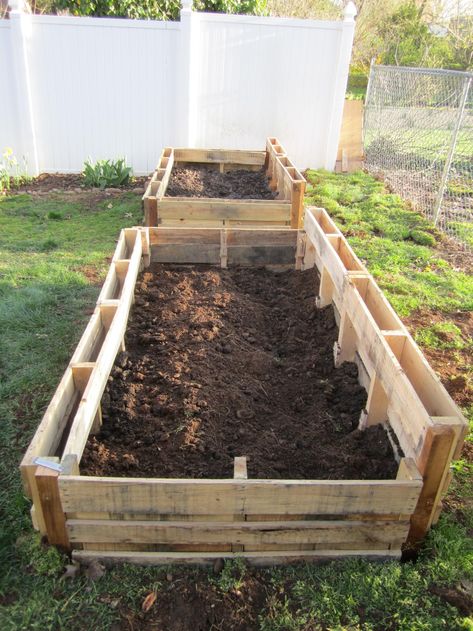 Pallet Garden Box, Pallet Projects Garden, Garden Boxes Diy, Garden Boxes Raised, Diy Raised Garden, Raised Garden Beds Diy, Easy Landscaping, Veg Garden, Pallet Garden